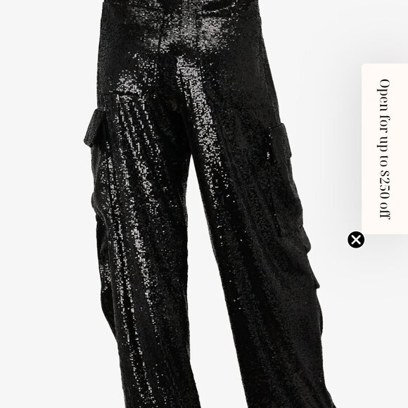 ALC Black Sequin Cargo Pants Size 2 - Picture 3 of 5